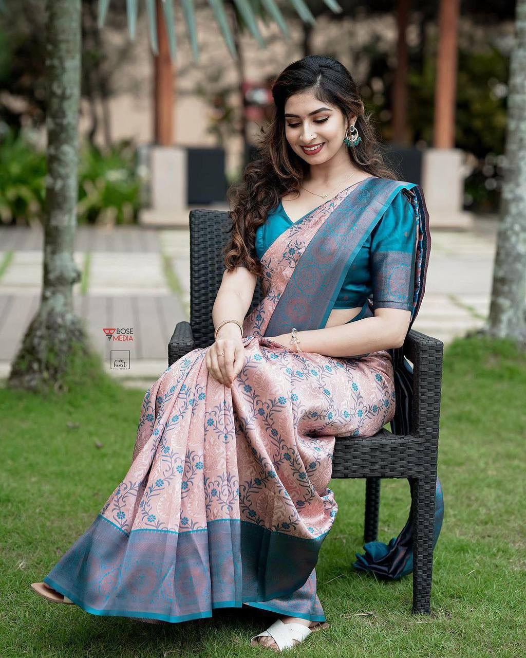 Organic Banarasi Lichi Silk Saree – Light, Elegant & Wedding Perfect
